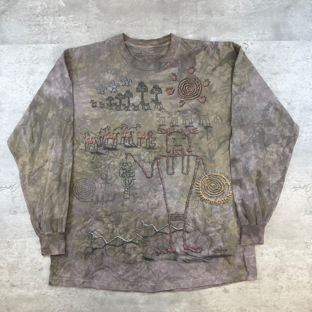 The Mountain Mens Cave Art Graphic Tie Dye Long Sleeve Tee McClain 2009 Large